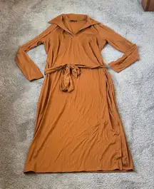 Lane Bryant Copper Orange Collared Ribbed Dress SIZE 14/16