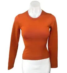Aritzia Babaton Coral Orange Long Sleeve Crew Neck Slim Sweater Top Size 2XS
