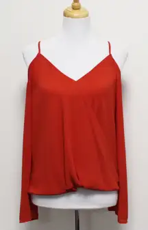 Naked Zebra Cold Shoulder V Neck Surplice Blouse