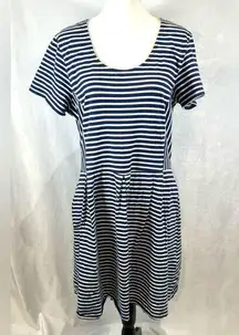 Levi’s Y2K vintage navy & white stripe pleated skirt dress with pockets size XL
