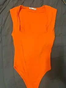 Zara Orange square neck body suit