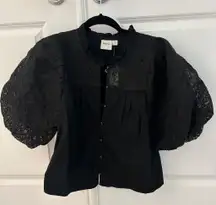 Black Maeve Anthropologie Top Puff Sleeve