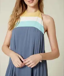 O’Neill Tristen Halter Dress Blue/Cream M EUC