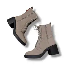 MIA NWT Audrina Lace-Up Boots Women's 8.5 Taupe Block Heel Zip Fall