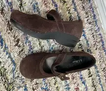 LL Bean suede brown clogs