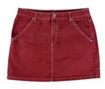 H&M Divided Rust Red Denim Jean Mini Skirt Size 8