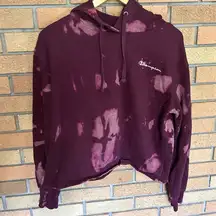 Champion  Tie Dyed Cropped Sweatshirt Hoodie Burgundy Women’s Size Medium