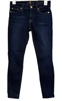 7 For All Mankind The Cropped Skinny Dark Wash Blue Jeans Size 25