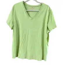 Women's Woman Within Green Short Sleeve V-Neck Tee 1X