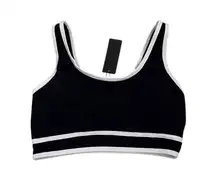 Tempt Me Black White Medium Support Removable Pad Sports Bra Size Women's Small