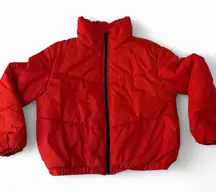 Red puffer jacket with black zipper. Wild Fable. Size M.