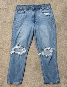 American Eagle Light Wash Distressed Mom Jeans Size 12 Short