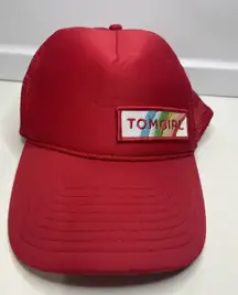 Vintage "TOMGIRL" ON RAINBOW DESIGN PATCH Red Roped Trucker Hat Cap