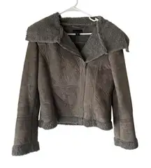 Attention Y2k Womens Large Faux Shearling Sherpa Lined Zip Up Winter Coat‎