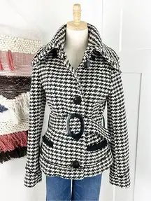 Soia & Kyo Wool-Blend Houndstooth Bleted Jacket Black/Cream Size M