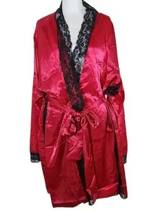 Frederick's of Hollywood Ruby Pink Satin Robe Size 1X NWT Lingerie Shower