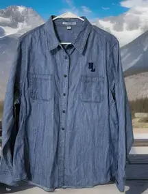 Port Authority Ladies Patch Pockets Embroidered Heavy Duty Denim Shirt - Sz XXL