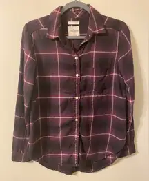American Eagle Ahh-Mazingly Soft Flannel‎ Boyfriend Fit Small Red White Plaid