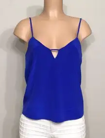 New. Blue silk v-neck spaghetti strap top. NWOT