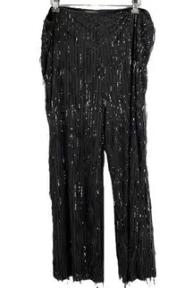 Nanette Lepore Black Sequin Fringe Sparkle Pants Womens Extra Large
