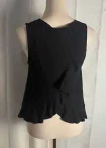 Love Riche Black Asymmetrical Ruffled Tank Top