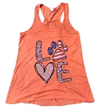 Bella Canvas Dog Love Orange Halter Paw Sparkle Tank Top XL