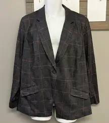 Torrid Plaid Grey/Black/Purple One Button Aline Blazer- Size 3/3XL- NWOT