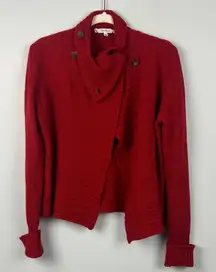 MaxMara made in Italy 100% cashmere red button cowl neck sweater