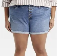 Ava & Viv Button Fly Denim Jean Shorts High Rise Cut Offs Plus Size 20W