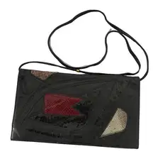 Varon Purse Womens Small Sized Black Red Crossbody Leather Handbag Vintage Artsy