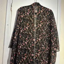 Floral Black Sheer Women's Varsity Jacket