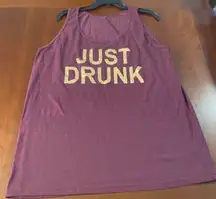 All Things Apparel Just Drunk Ladies Racer Back Tank Top is a size XL.