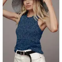 PILCRO Sweater Tank Womens Small Blue Stitched Sleeveless Knit Anthropologie