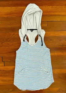 Roxy Striped Hooded Racerback Beach Coverup