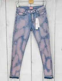 Hudson 25x26 SHORT NWT Nico Womens Pink Acid Wash Zipper Ankle Crop Skinny Jeans