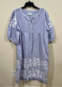 Rose and Rose Nice Dress - blue stripes size XL cotton linen blend boho floral