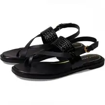 Cole Haan Anica Leather Black Crocodile Print Ankle Strap Women’s Sandals Size 6