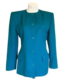 GUCCI Vintage Wool Blazer Turquoise Blue Size 40