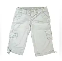 Vintage 90s Aeropostale Cargo Capris Pants Khaki Utility Tie Y2K Size 13/14