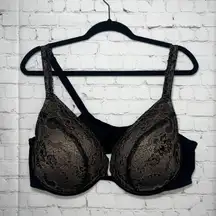 Lane Bryant Cacique Black Lace Trim Full Coverage Bra 44DD