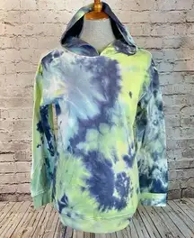 5th & Ryder Womens Blue Green Tie Dye Pullover Sweatshirt Hoodie Size XL NWT