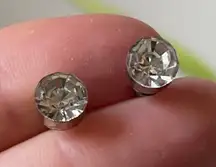Sparkling Crystal Stud Earrings Silver Tone Fashion Jewelry Clean Girl Classic
