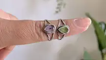 Cute silver rings with crystals