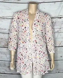 Ali Miles NWT Size 2X White - Star Print Open Front Mesh Cardigan Jacket