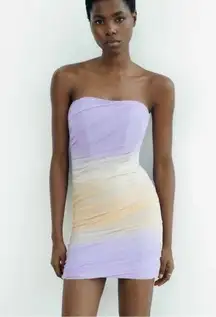 Zara Ombré Mesh Strapless Mini Dress