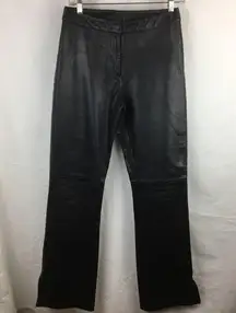 Cache 100% Leather Black Flair Wide Hem  High Waist Pants 4