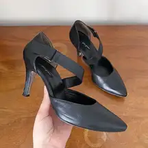 Paul Green • Desire black leather heels pumps d'orsay point toe strap stiletto