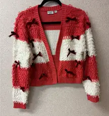 Mighty‎ Fine Womens Medium Lumpy Orange Knit Short Open Front Cardigan coquette