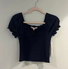 crave fsme navy blue smocked top size small