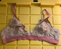 Old Navy Only Womens Bralette XXL 38D Beige Floral Lace Rust Orange Band